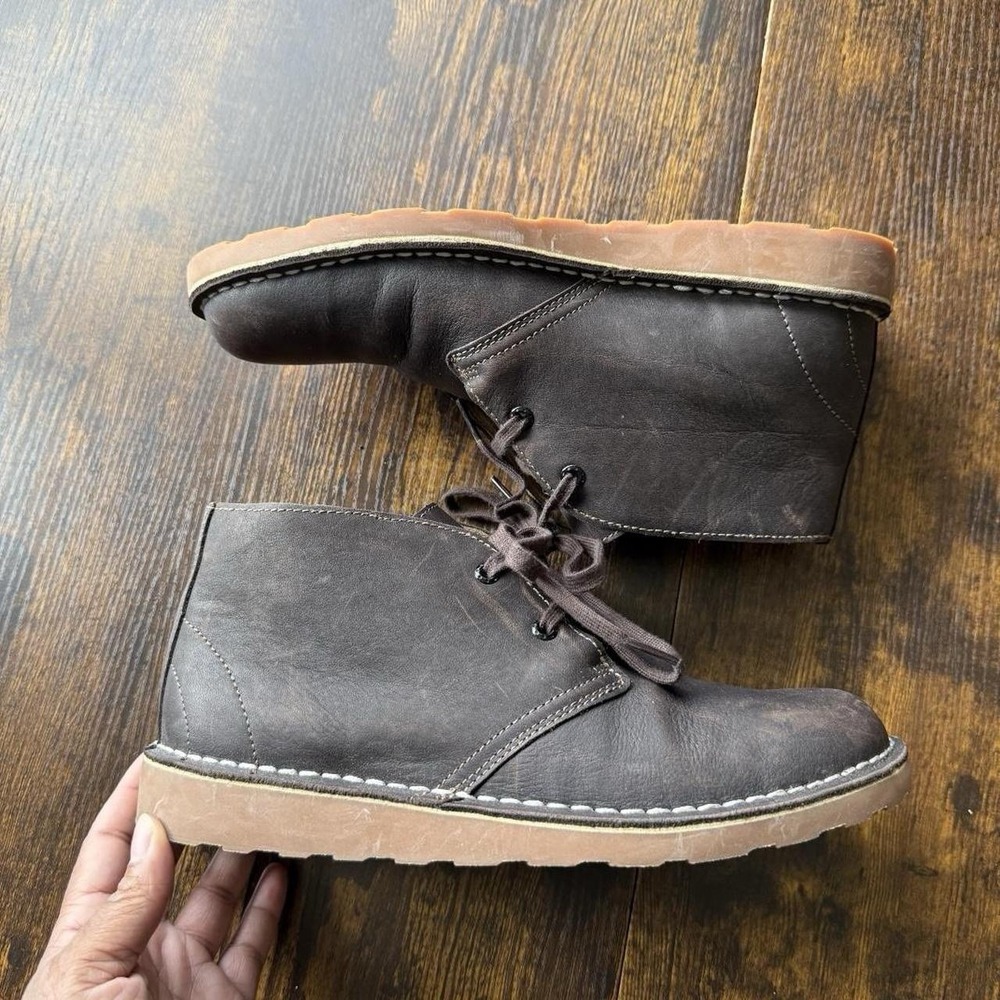 LL Bean Leather Chukka Boots Womens 9.5 Brown Lace Up Ankle Boots Comfort - Picture 7 of 8